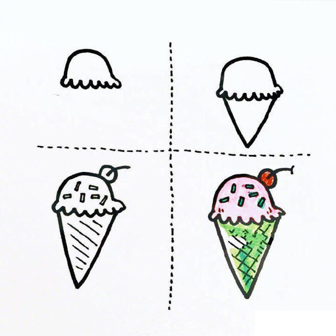 冰淇淋和冰棒的简笔画图片1