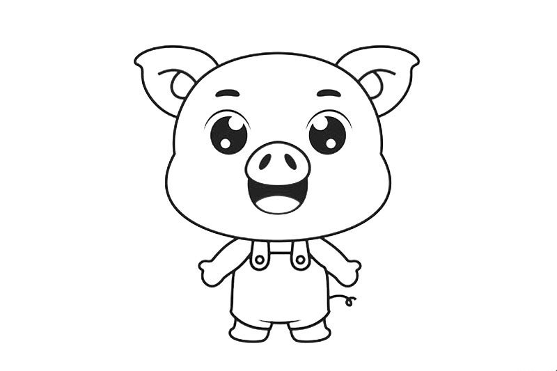 猪年卡通小猪形象简笔画2
