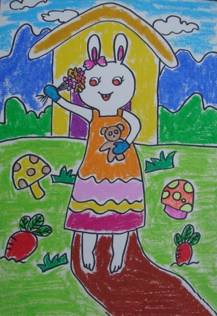 关于妇女节的儿童画-小兔子准备的礼物