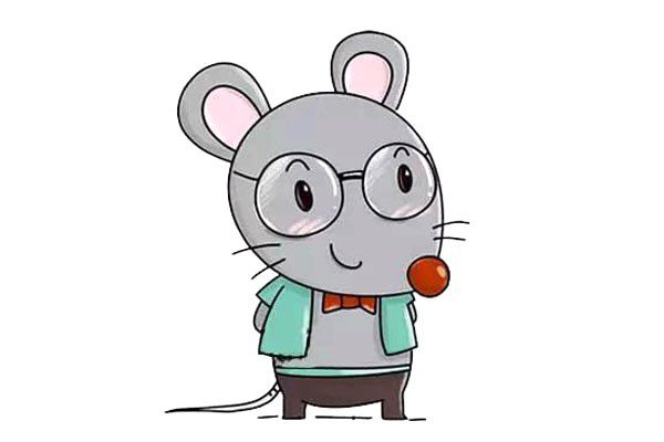 第九步:老鼠有白色、棕色、灰色，小编喜欢灰色的，就以灰色为基础色给老鼠涂上颜色。你喜欢什么颜色也可以把老鼠涂成什么颜色。