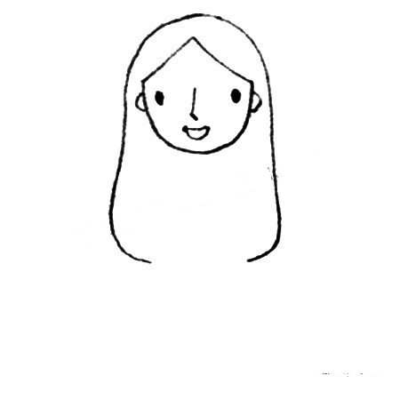 2.画女孩的发型。