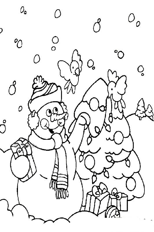 圣诞节的雪人简笔画