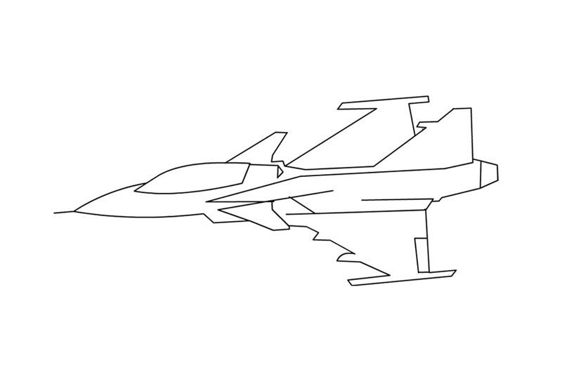 空中飞行的战斗机简笔画