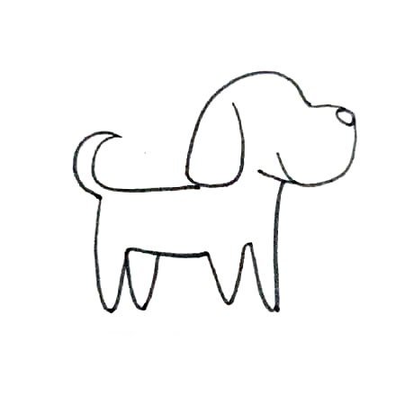 第四步：将斑点狗的身体部分补充完整，把四肢都画好。