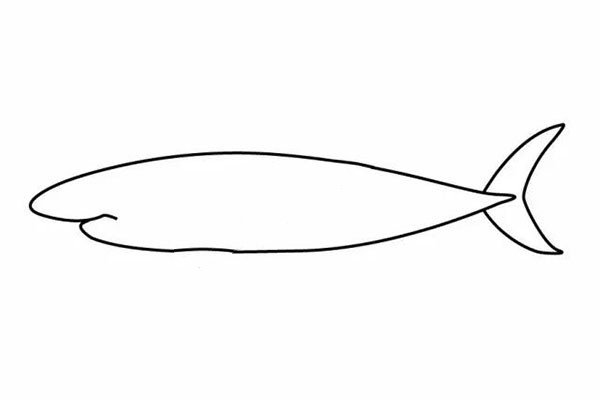 第二步： 接下来我们来画鱼的尾巴哦~ 远看有点像月亮，弯弯的