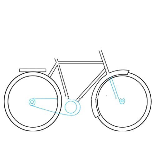 7.画自行车的链条和前轮的轴。