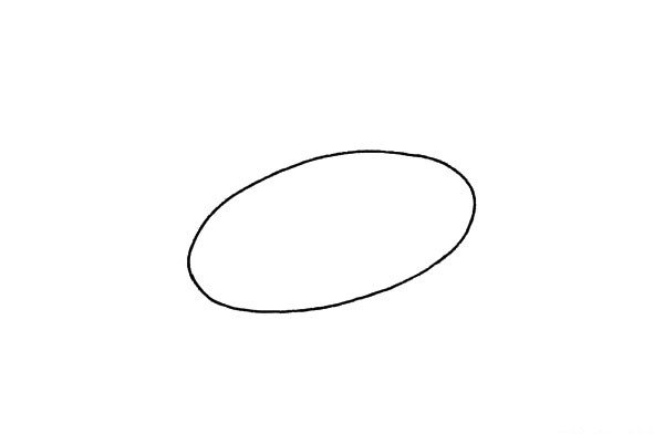 1.先画一个斜着的椭圆。