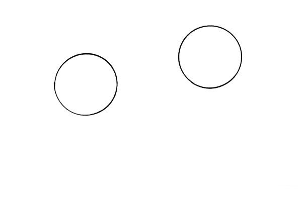 1.先在纸上画出两个圆形，一个圆形的位置高一点，一个低一点，这是因为她们的身高不同。