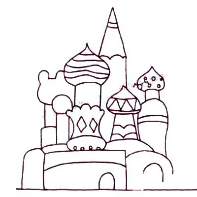 3.画出被遮挡的城堡部分。