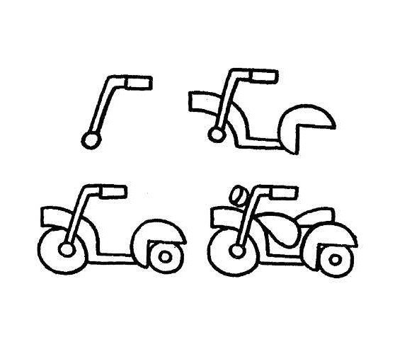 幼儿摩托车简笔画画法