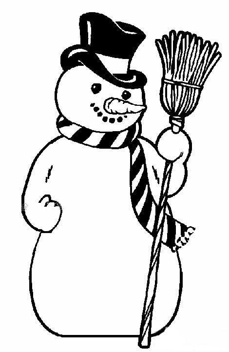 拿着扫帚的雪人简笔画