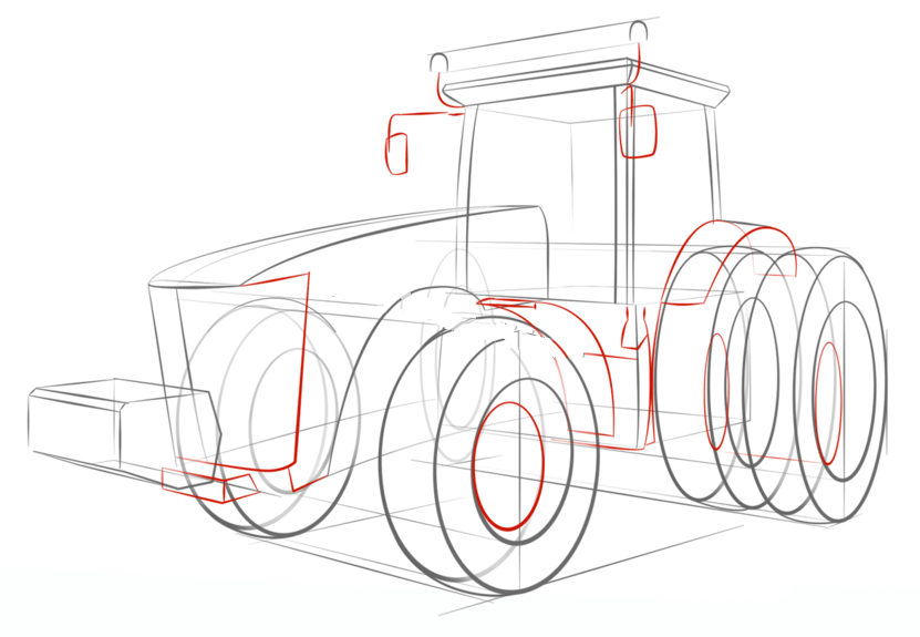 如何画拖拉机