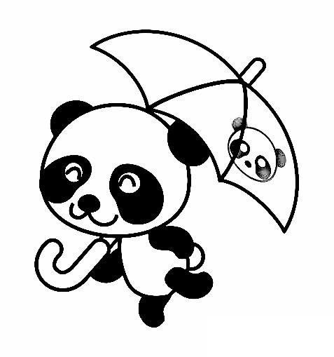 四张卡通熊猫简笔画