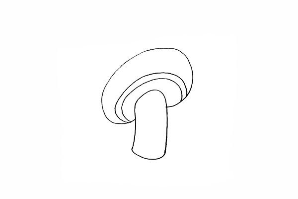3.接着在蘑菇头的下方位置画出边缘。