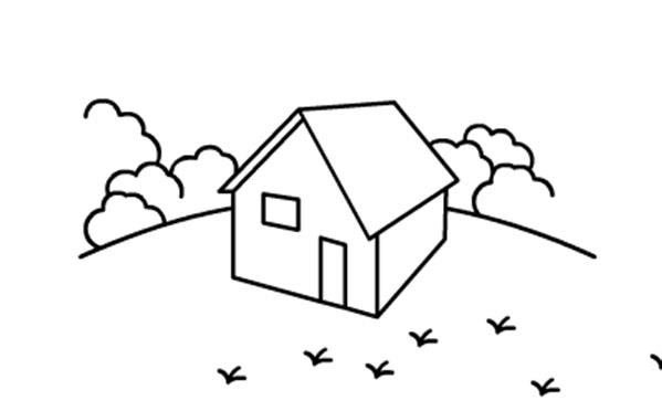 儿童简笔画小房子风景的绘画步骤