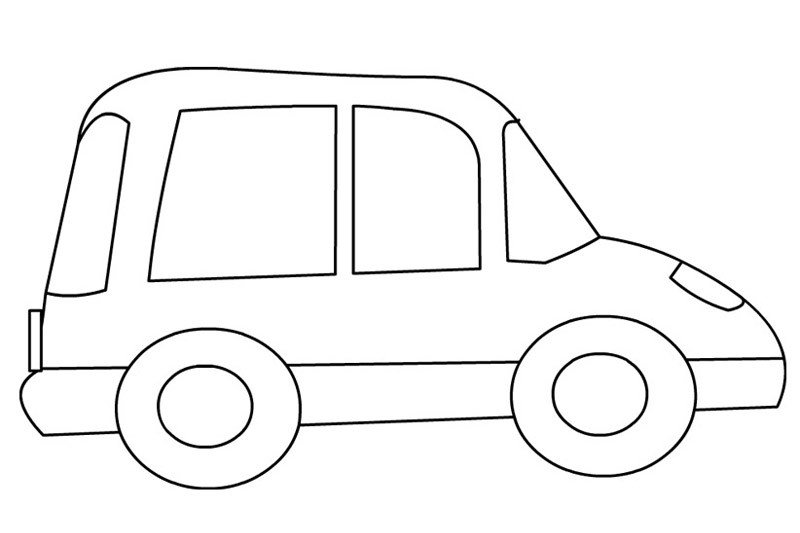 简单的小轿车简笔画黑白