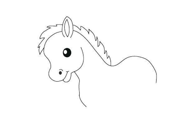 6.用弧线勾画小马的身体部位。
