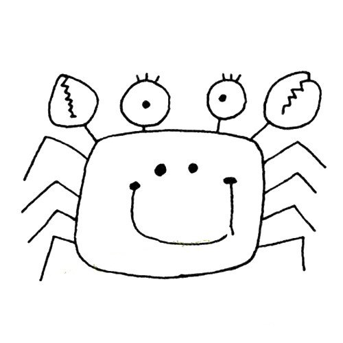 方块螃蟹简笔画图片