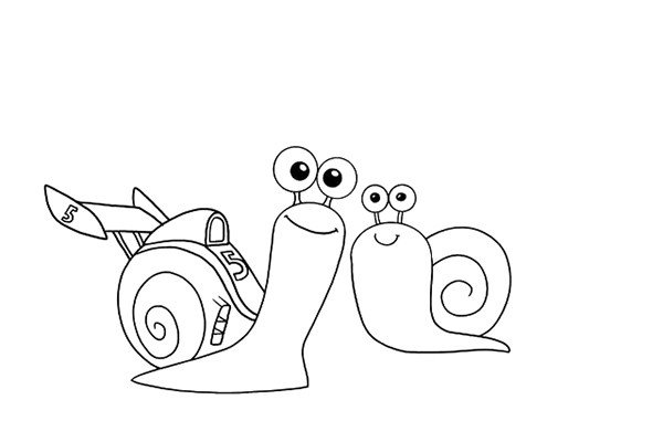 6.菜园蜗牛的壳就比较简单了，用螺旋纹画出来。