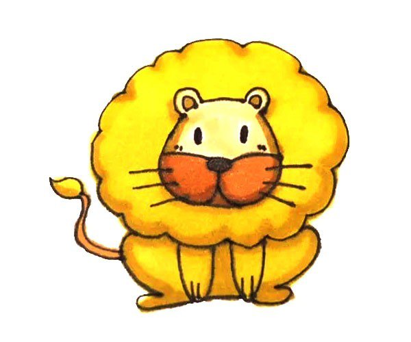 第九步：最后给画好的狮子涂上漂亮的颜色就好了。
