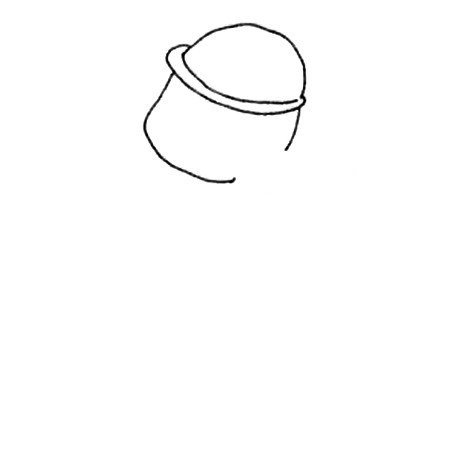 1.先画出头和帽子的形状