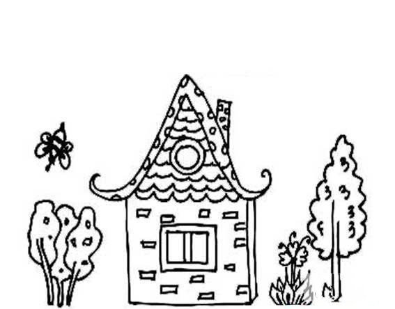 儿童简笔画房子和树