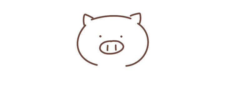 3.然后画出小猪的眼睛和鼻子。