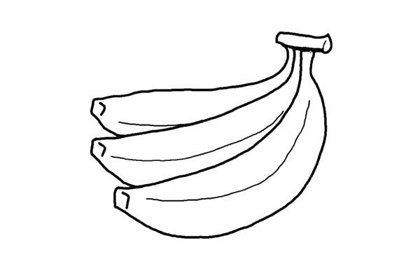 4.每个香蕉上都画一条弧线，让香蕉看起来更加立体和饱满。