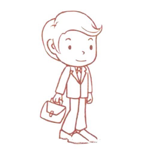 3.接着画出裤子鞋子和包包。