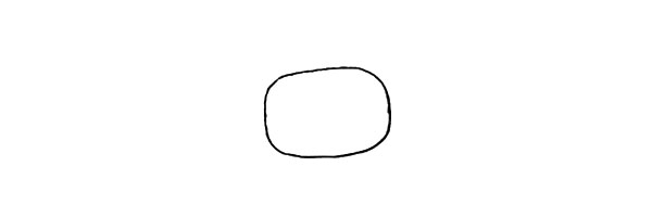 第一步:首先画出一个椭圆.这是小花牛的鼻子。
