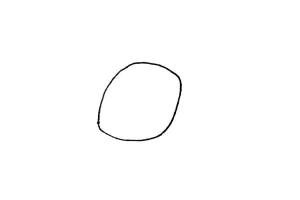 第一步：先在纸上画上一个比较方的圆形，作为菠萝的外形。