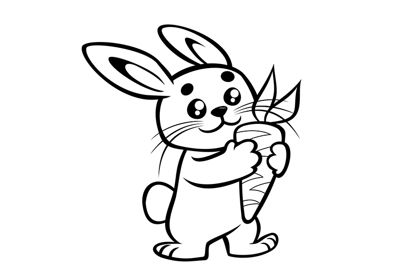 抱着胡萝卜的兔子简笔画图片