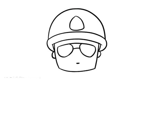 3.画出警察的墨镜，帽子上画出装饰