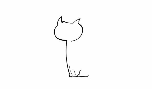 第三步  画出猫蹲着的后肢。