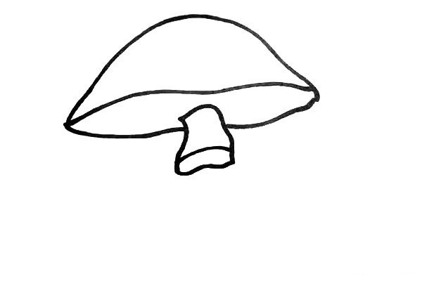 第三步.然后在留口的位置画出蘑菇的上节柄。
