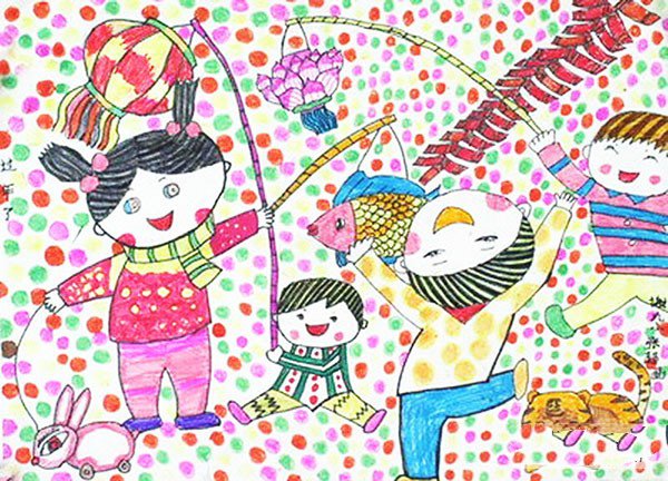 2017春节儿童画绘画作品欣赏大全