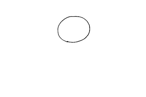 第一步：首先在纸上画上一个圆形，作为孙悟空头的外形。