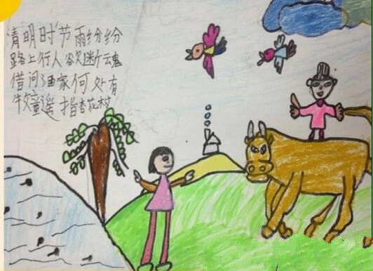 天青欲雨清明节小学生绘画图片欣赏
