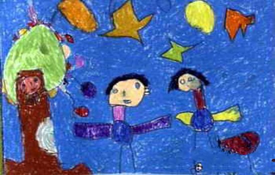 中秋节儿童画图片-月光下的遐思