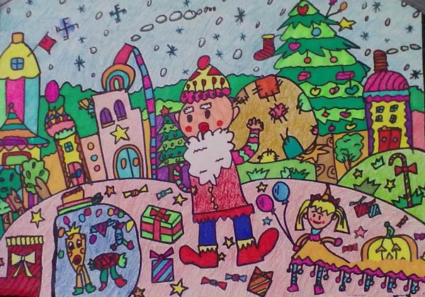 儿童画悲愉的圣诞节