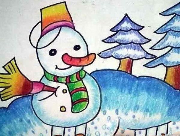 冬天雪人儿童画作品欣赏
