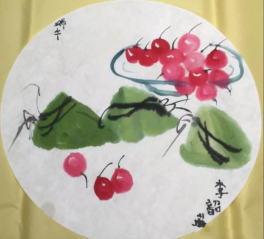 水墨粽子端午节儿童国画作品分享