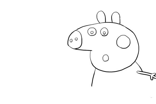 3.画小猪佩奇的一只手和身体轮廓。