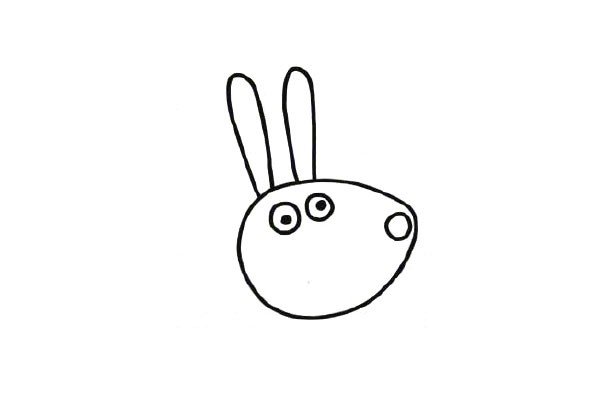 第三步，给小兔画山两只又长又大的耳朵。