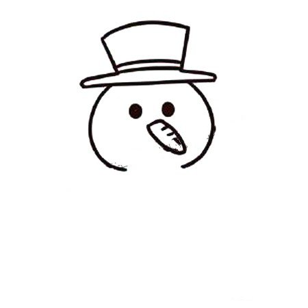 4.然后画雪人的眼睛和鼻子