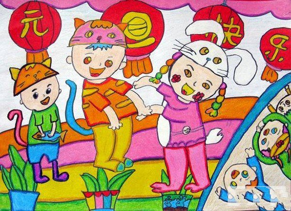 2017迎新年儿童画绘画作品