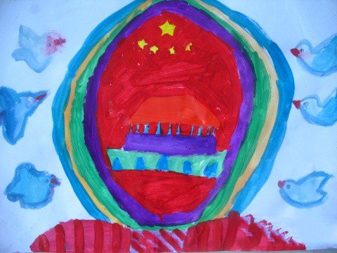 和平主义下的中国,国庆节题材儿童画作品分享