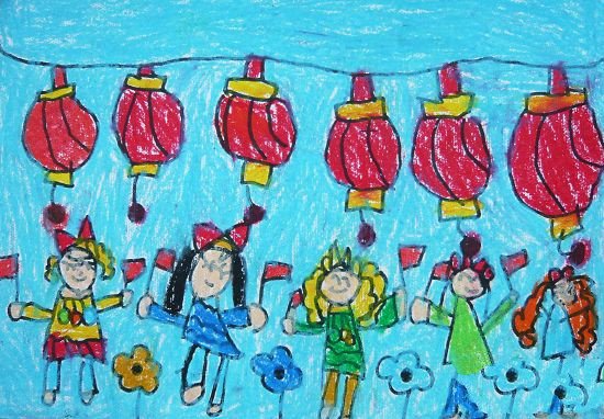 关于十一的儿童画-欢乐国庆