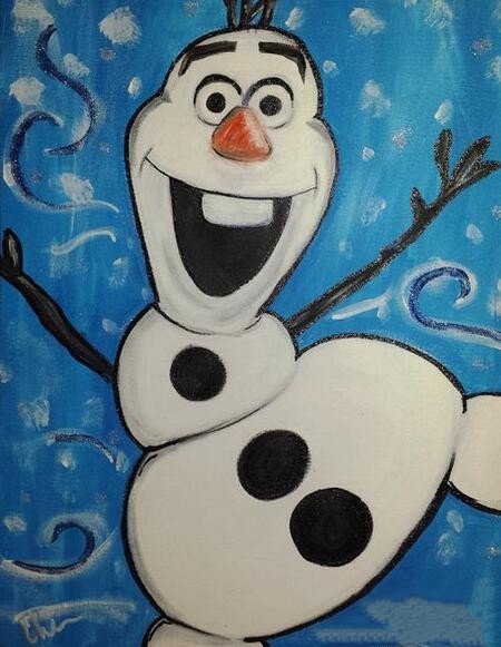 手舞足蹈的奥拉夫冬天雪人绘画作品欣赏