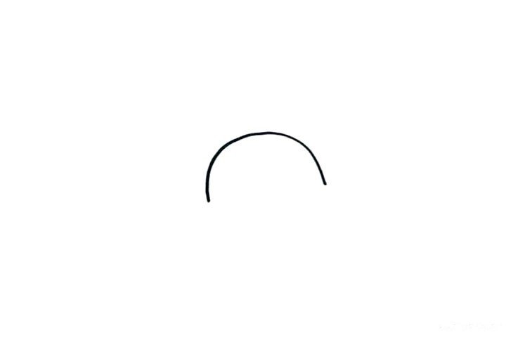 1.我今天使用的是一张4开的画纸，先用马克笔画出一根弧线，这是人物头部的造型线条。